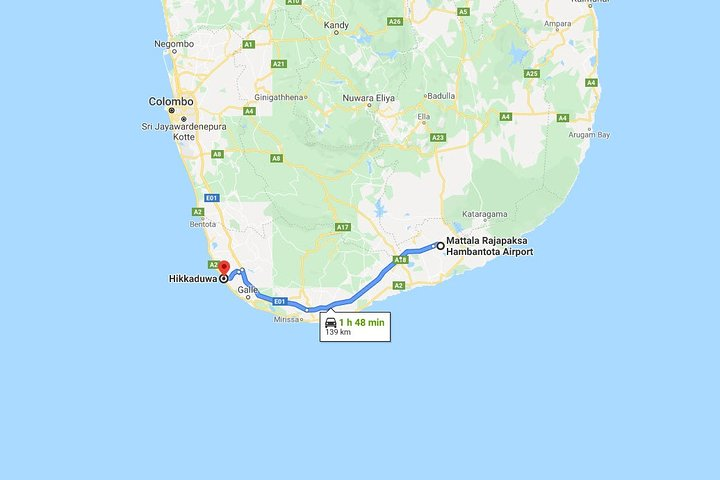 Mattala (HRI) Airport to Hikkaduwa City Private Transfer - Photo 1 of 11